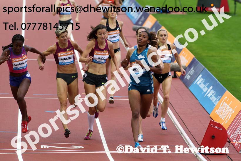 Ajee Wilson wins the 800 metres Glasgow Diamond League. Photo: David T. Hewitson/Sports for All Pics
